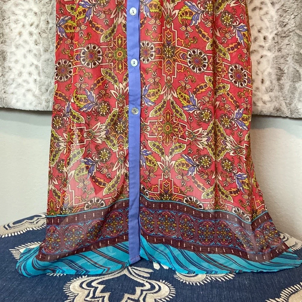 Flying Tomato Red & Blue Patterned Maxi Dress - Picture 8 of 15